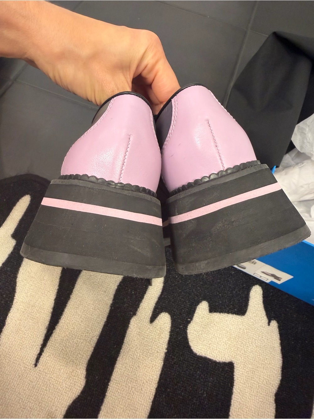 John Fluevog Purple and Blue Iridescent Platform Oxfords - Picture 9 of 9